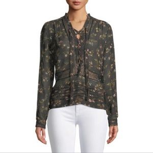 Black with Floral Print Zimmermann Blouse with Matching Camisole in Size 1